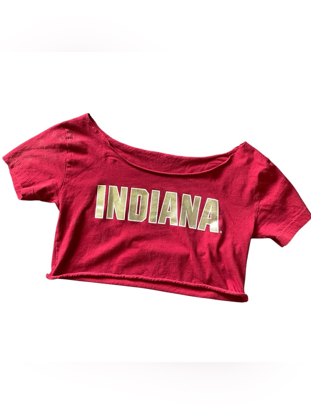 Indiana Cropped Tee in Cardinal Red with Gold Logo
